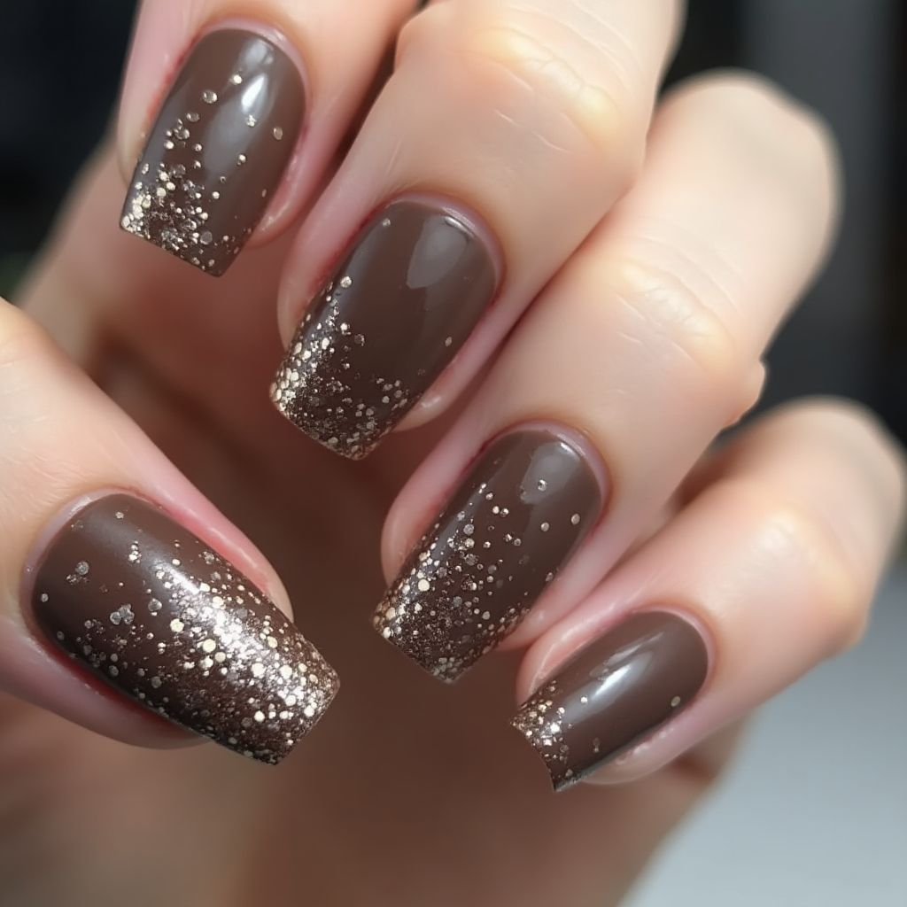 Chocolate Brown Winter Nail Design