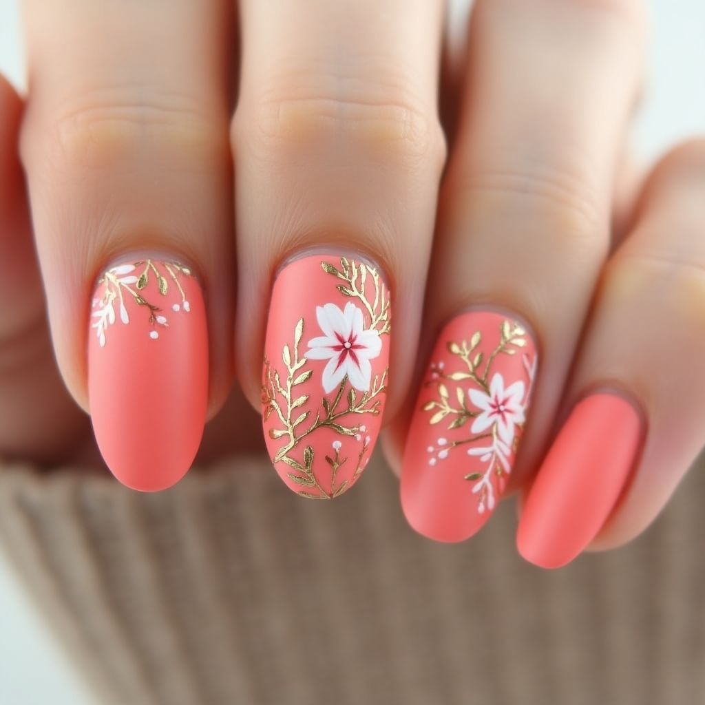 Coral Spring Nail Design