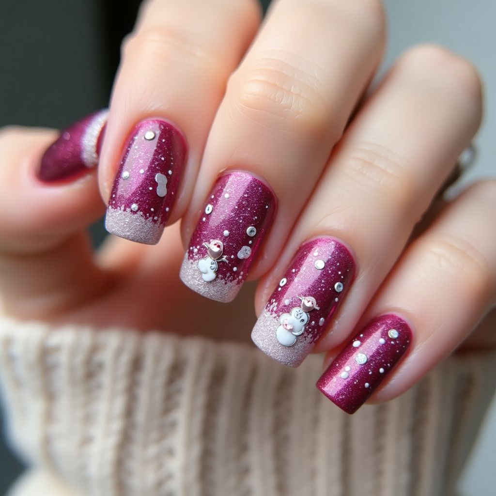 Fuchsia Winter Nail Design