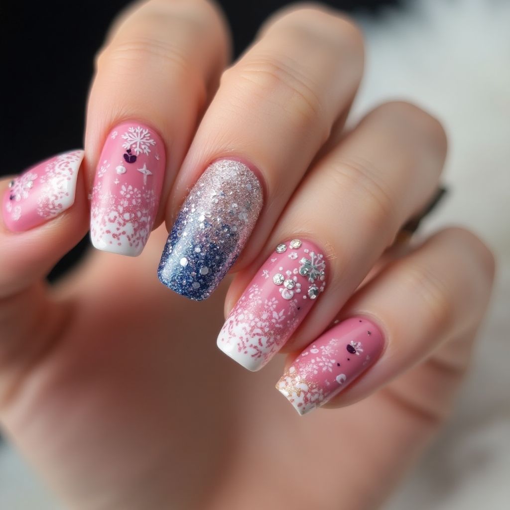 Fuchsia Winter Nail Design