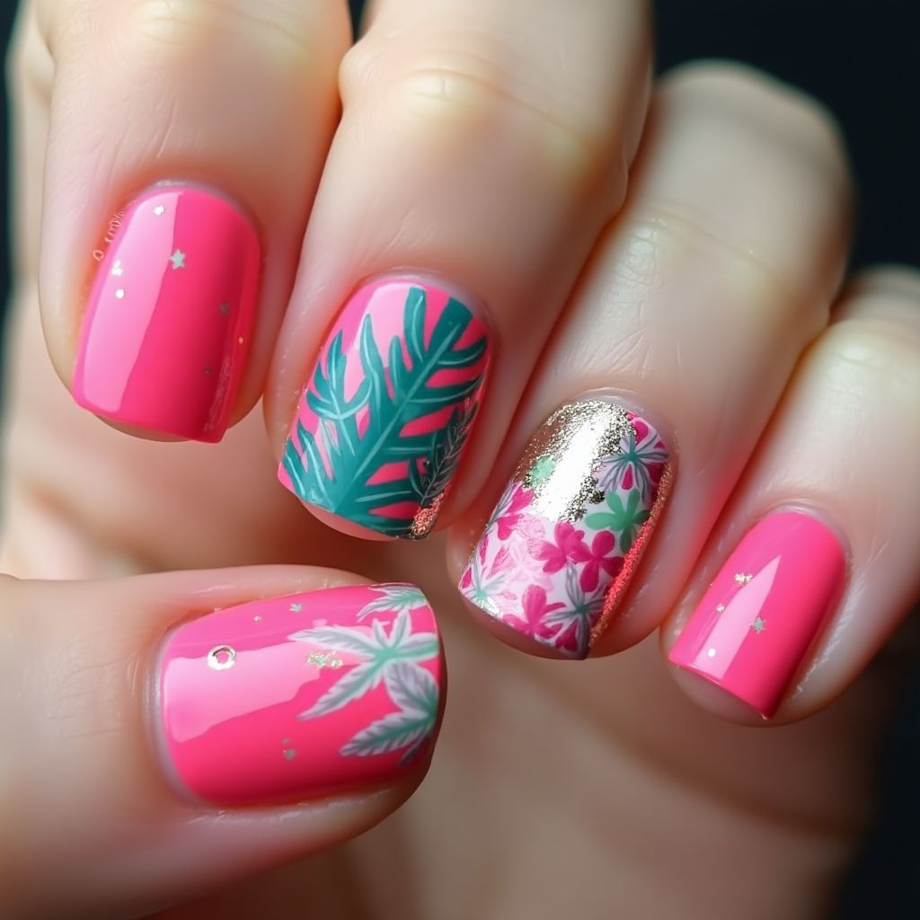 Hot Pink Summer Nail Design