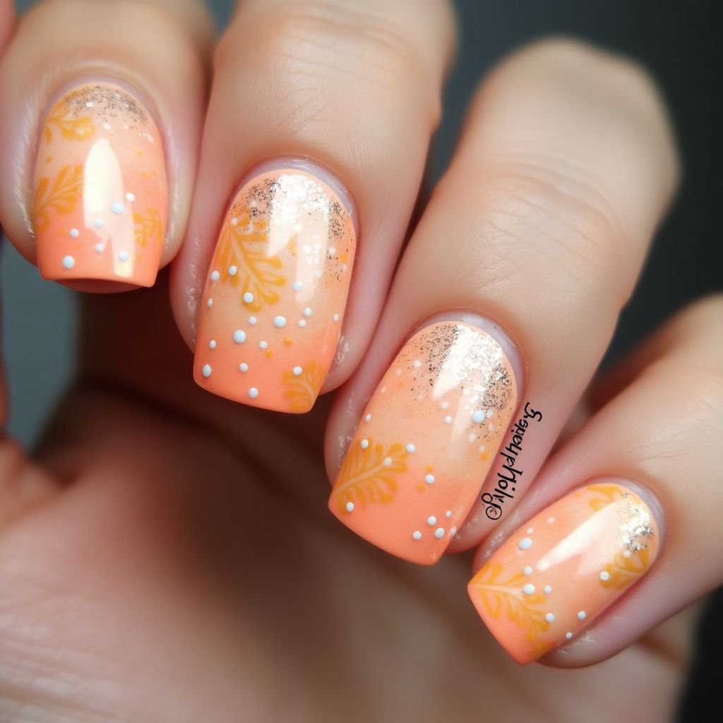 Peach Summer Nail Design
