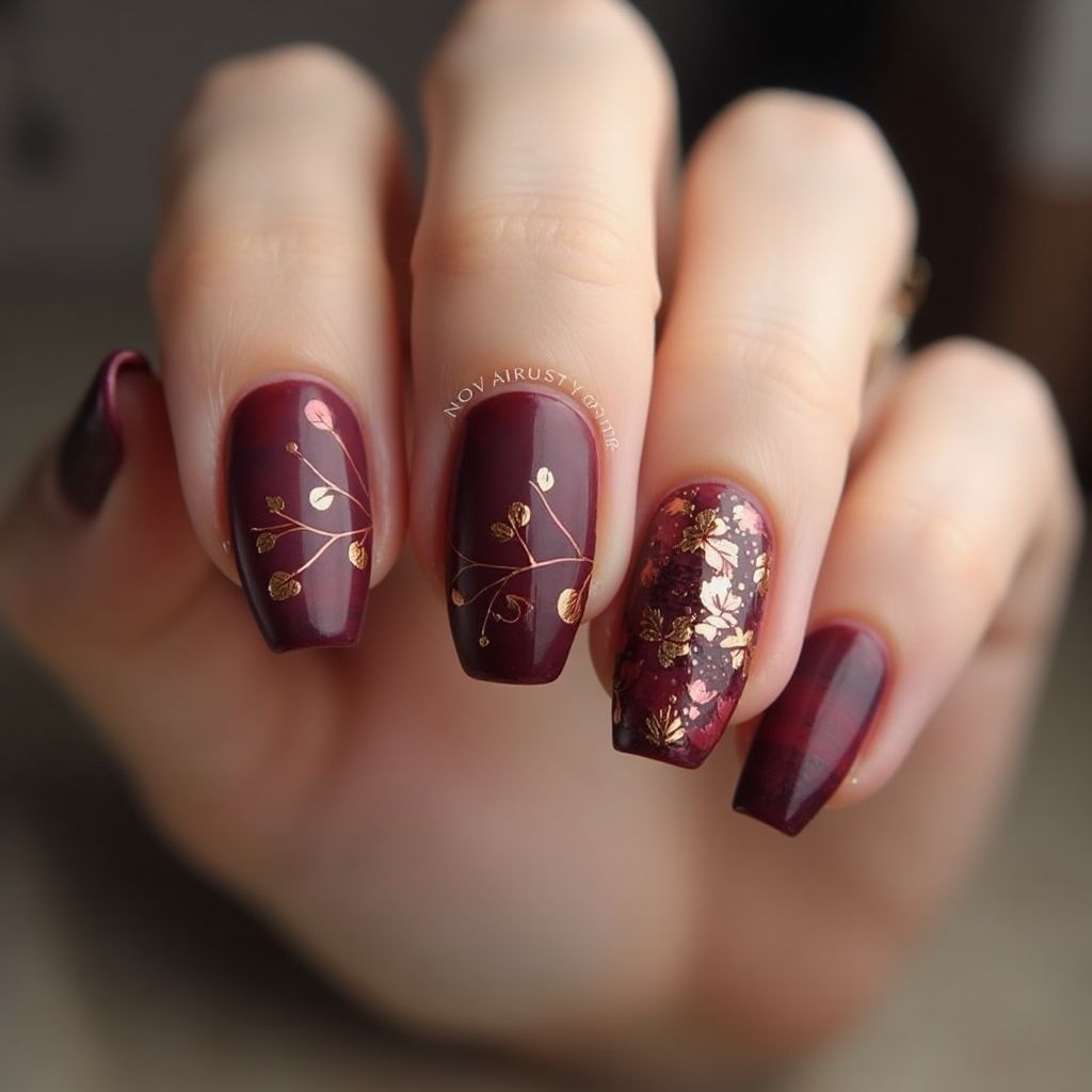 Wine Autumn Nail Design