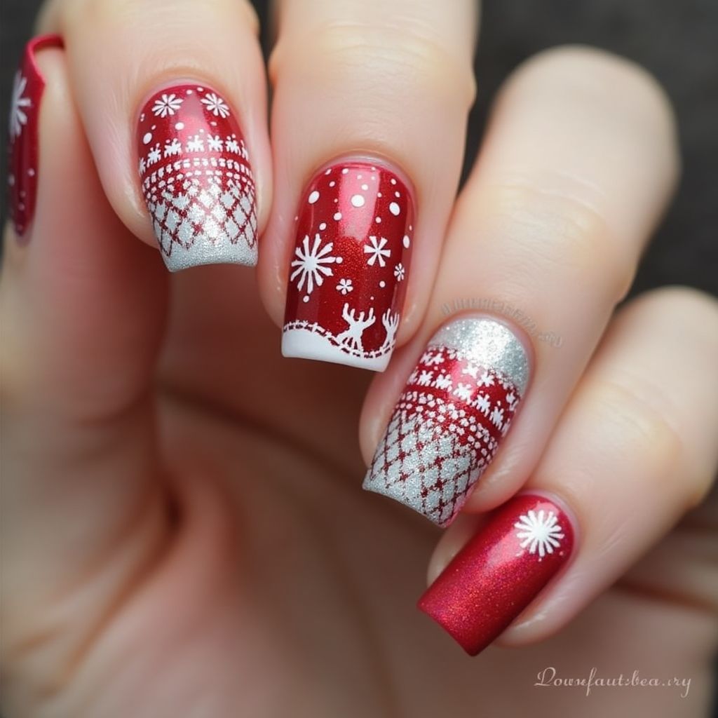Red Winter Nail Design