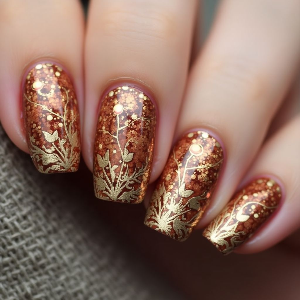 Gold Autumn Nail Design