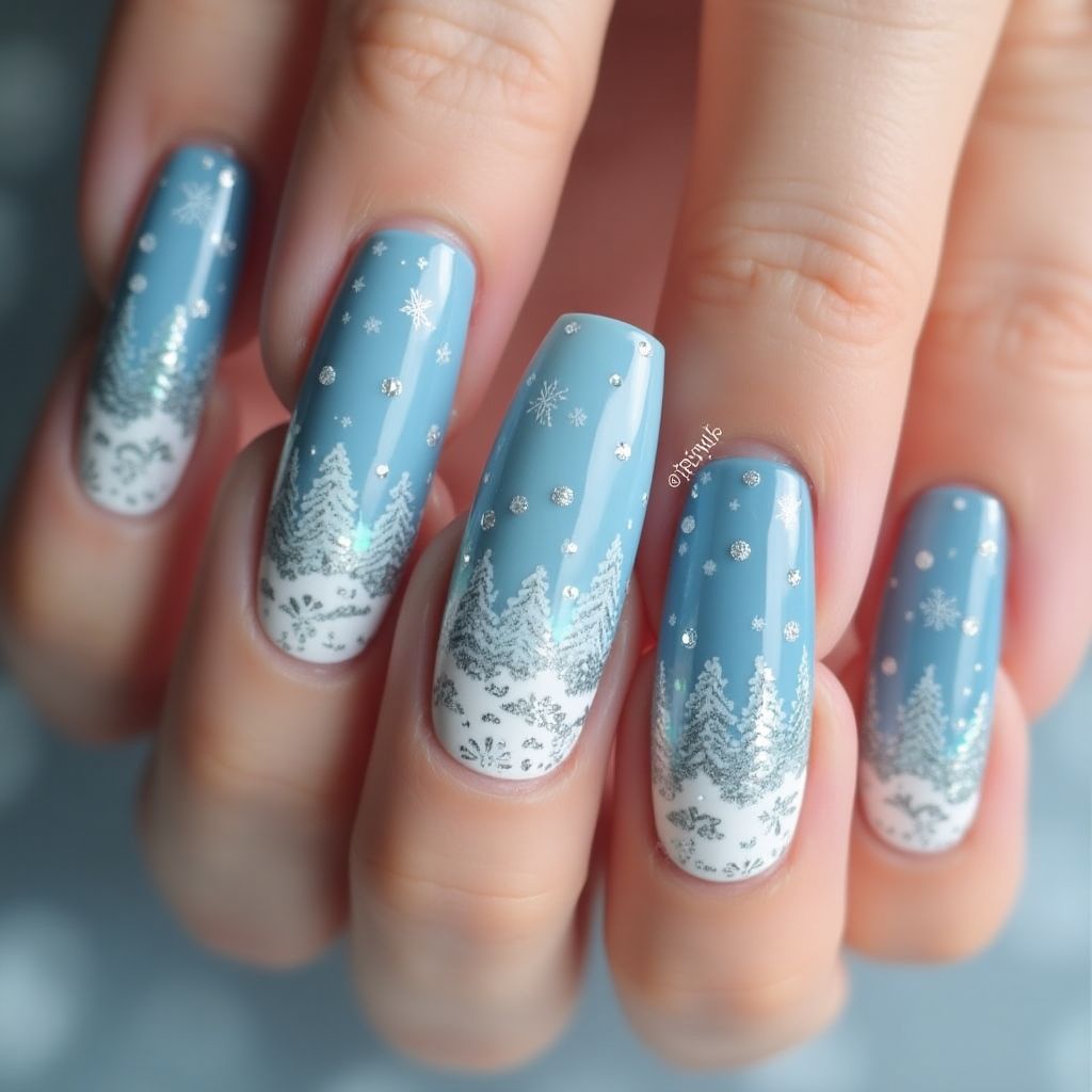 Baby Blue Winter Nail Design