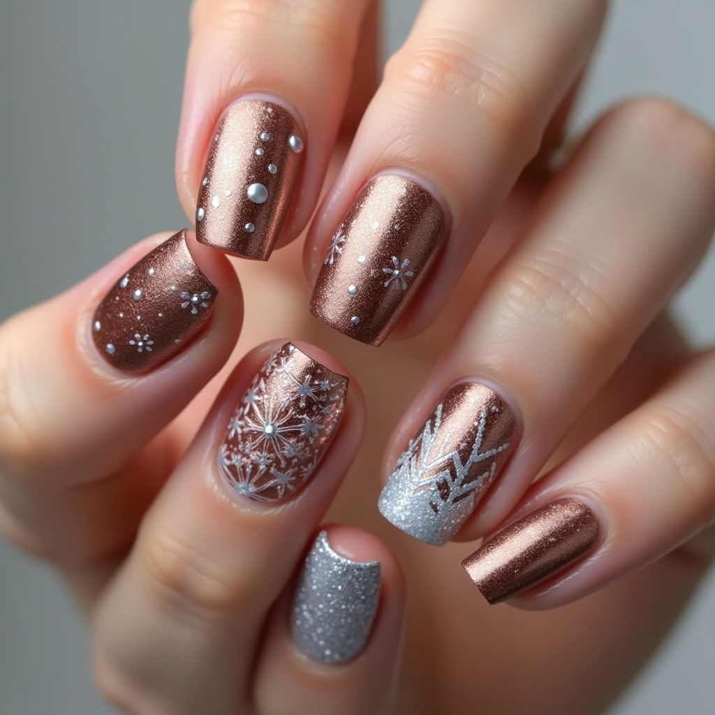 Bronze Winter Nail Design