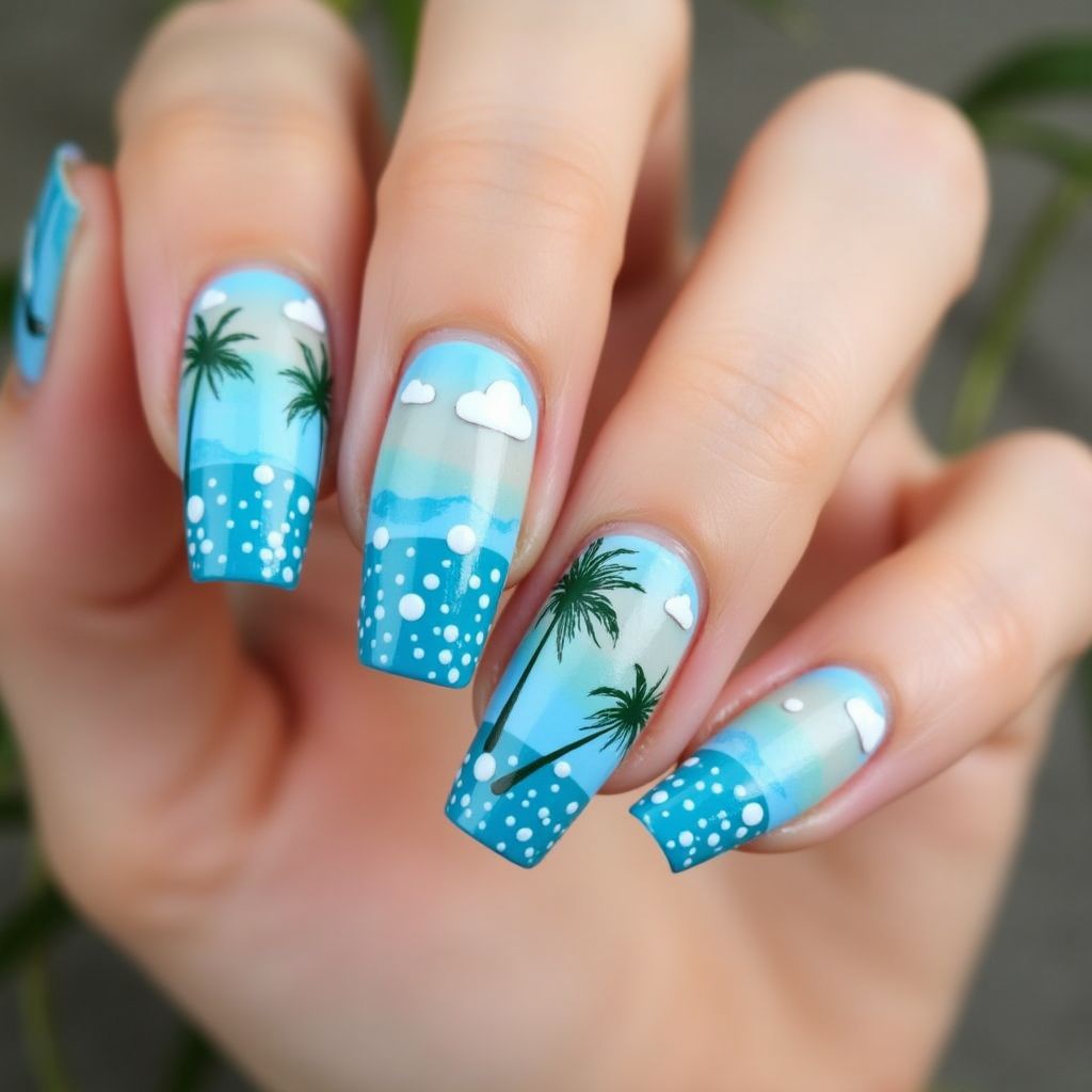 Sky Blue Summer Nail Design