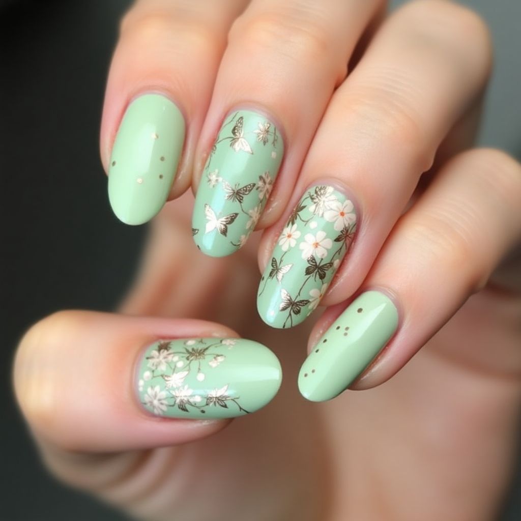 Green Spring Nail Design