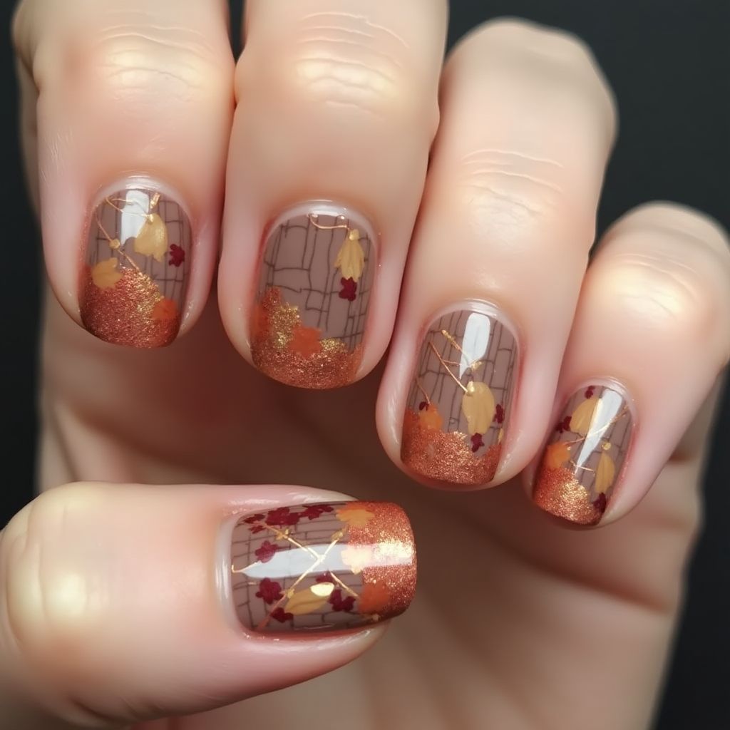 Tan Autumn Nail Design
