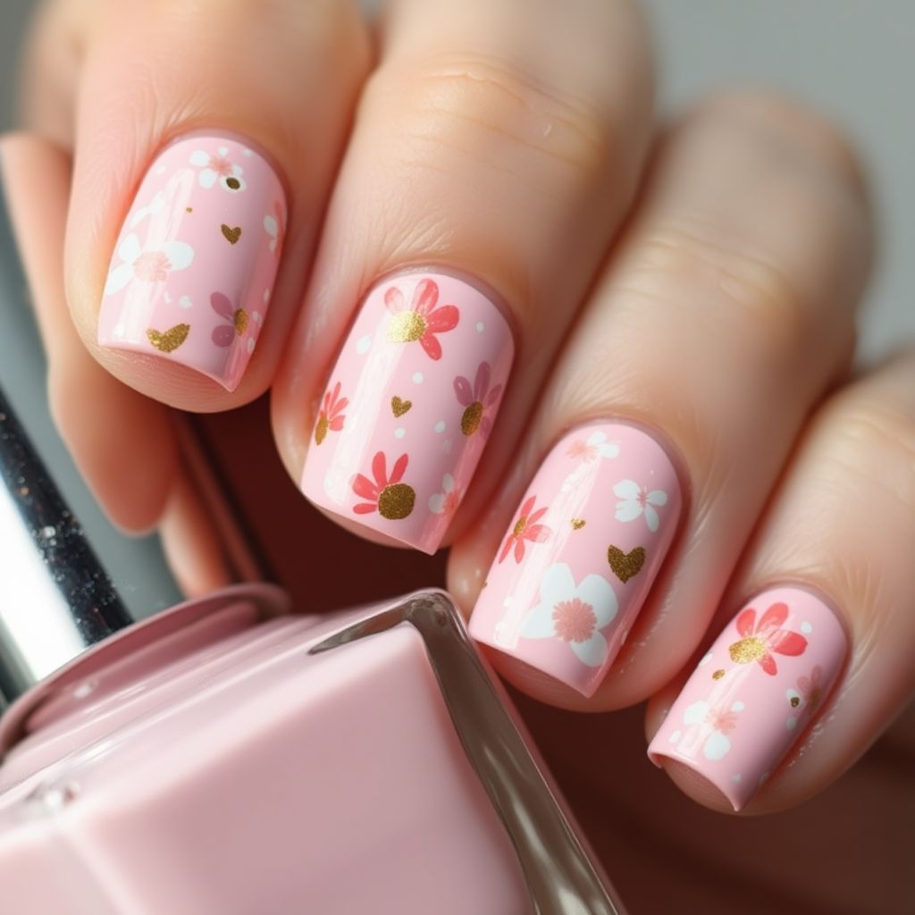 Baby Pink Summer Nail Design