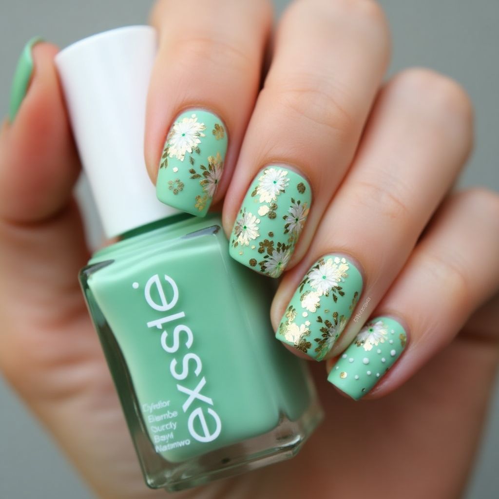 Mint Green Summer Nail Design