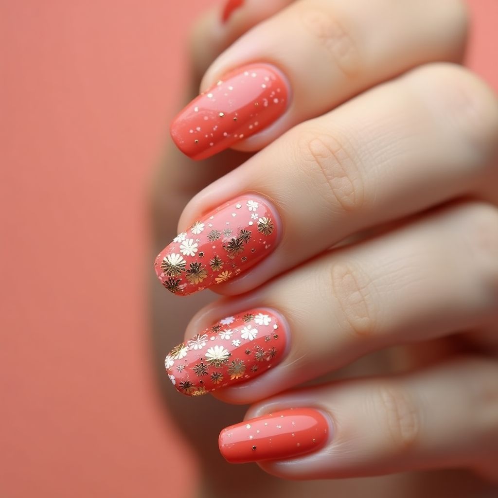 Coral Summer Nail Design