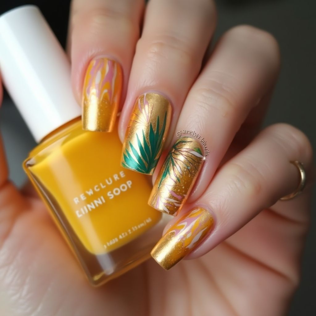 Gold Summer Nail Design