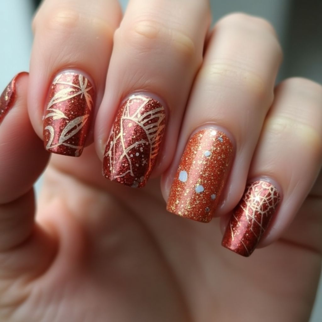 Copper Autumn Nail Design