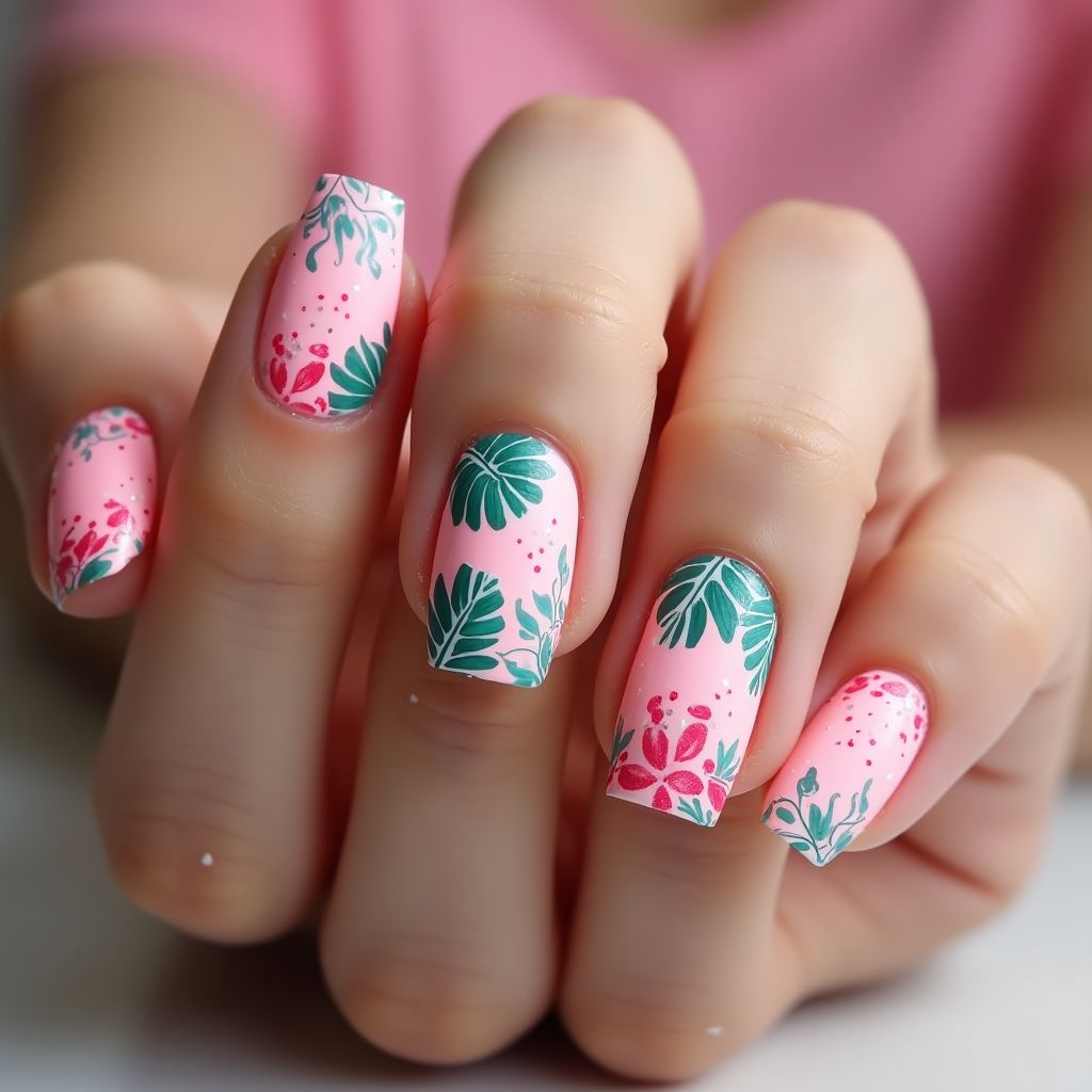 Hot Pink Summer Nail Design
