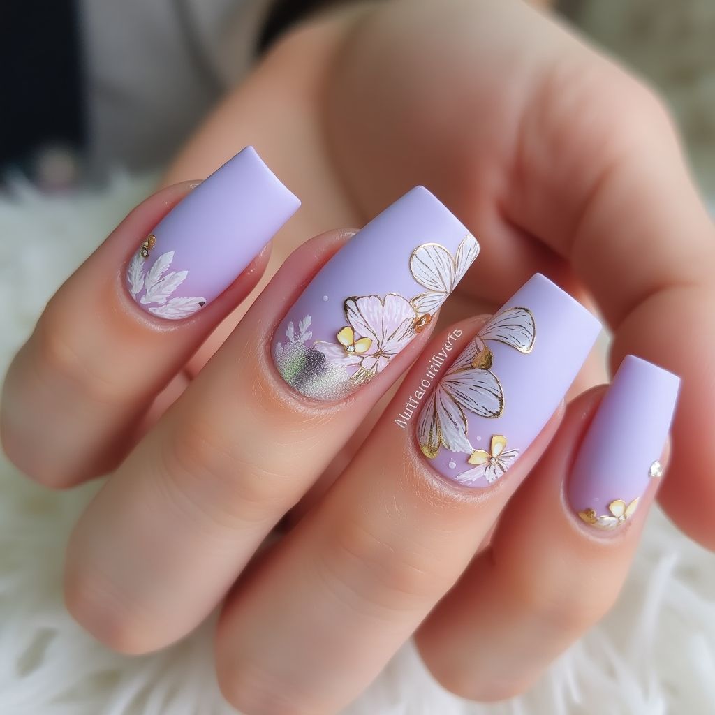 Lavender Summer Nail Design
