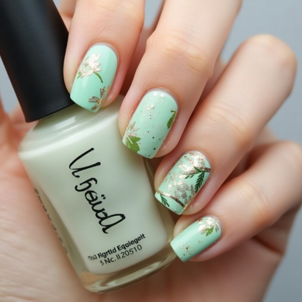 Pastel Green Summer Nail Design