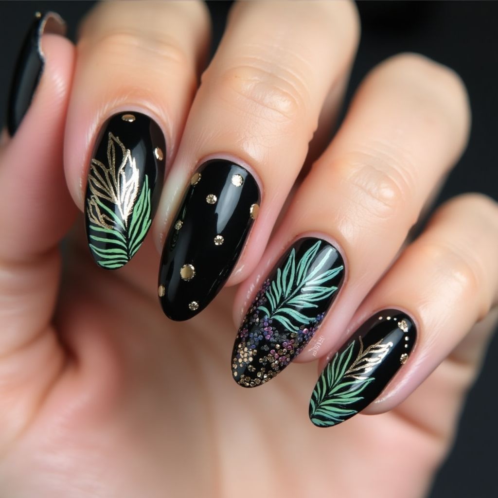 Black Summer Nail Design