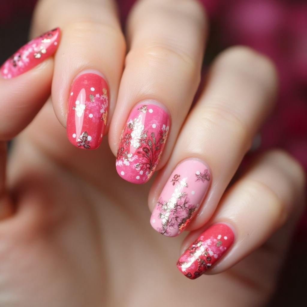 Hot Pink Spring Nail Design