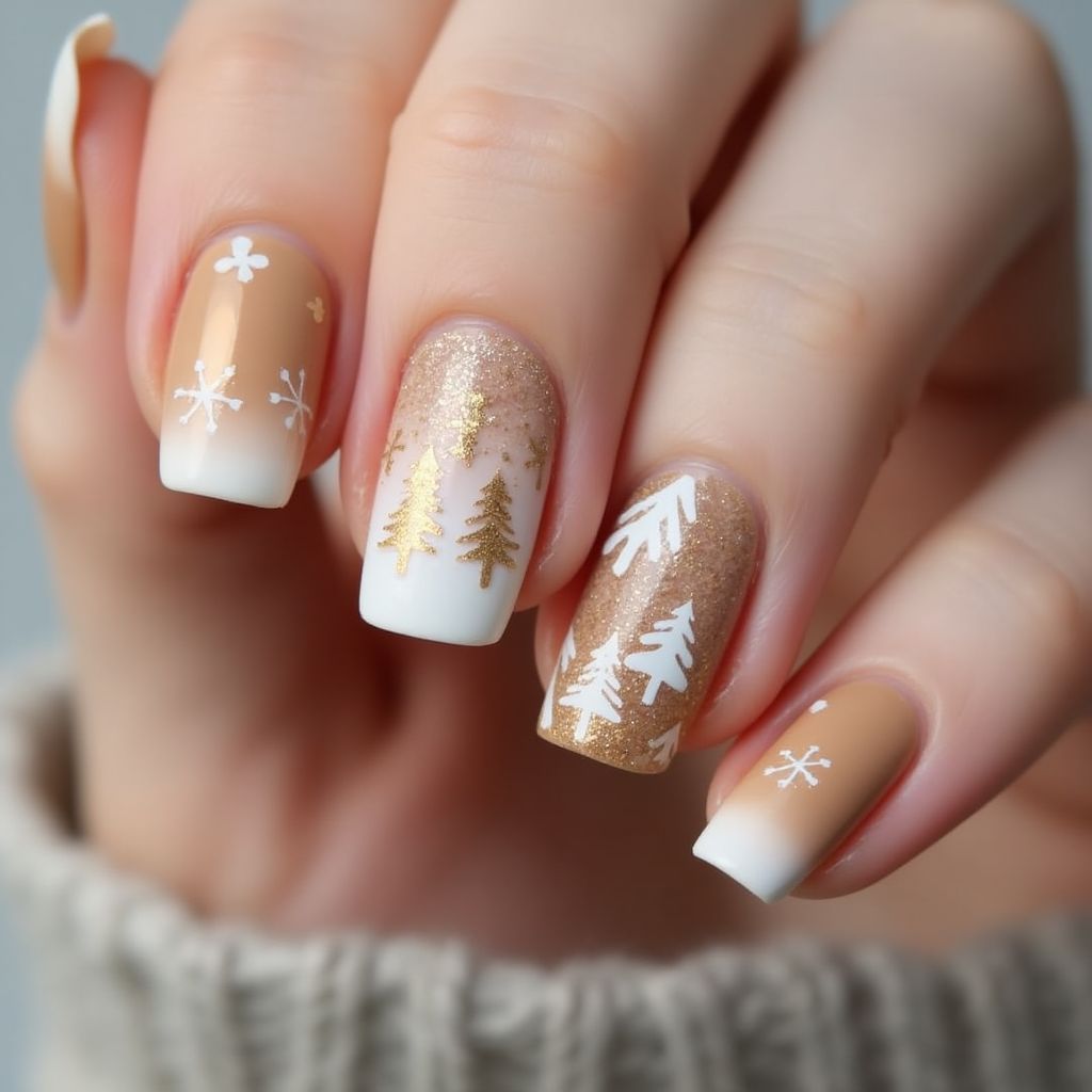 Tan Winter Nail Design