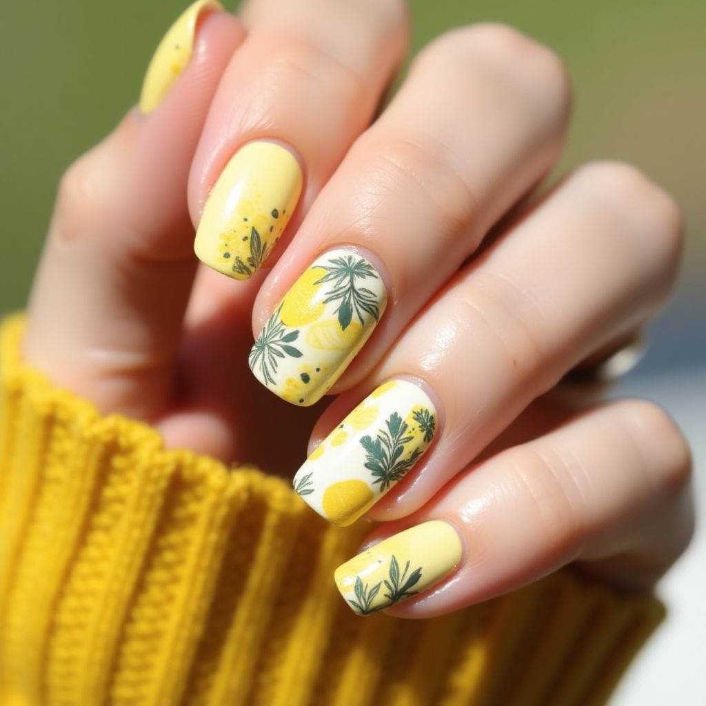 Pastel Yellow Summer Nail Design