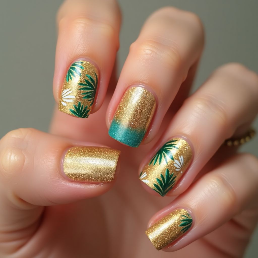Gold Summer Nail Design