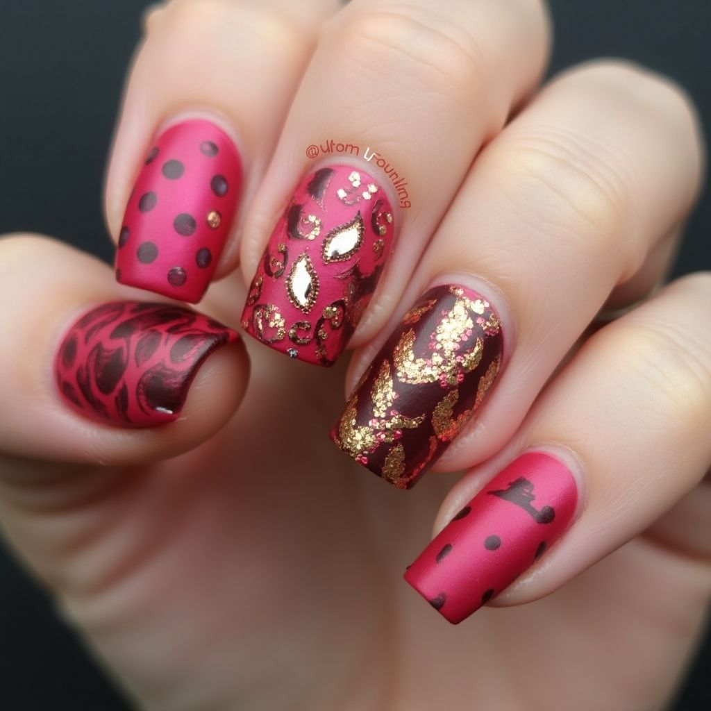 Fuchsia Autumn Nail Design