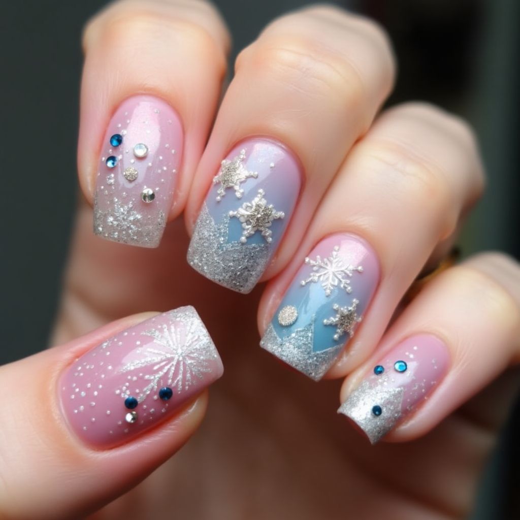 Hot Pink Winter Nail Design