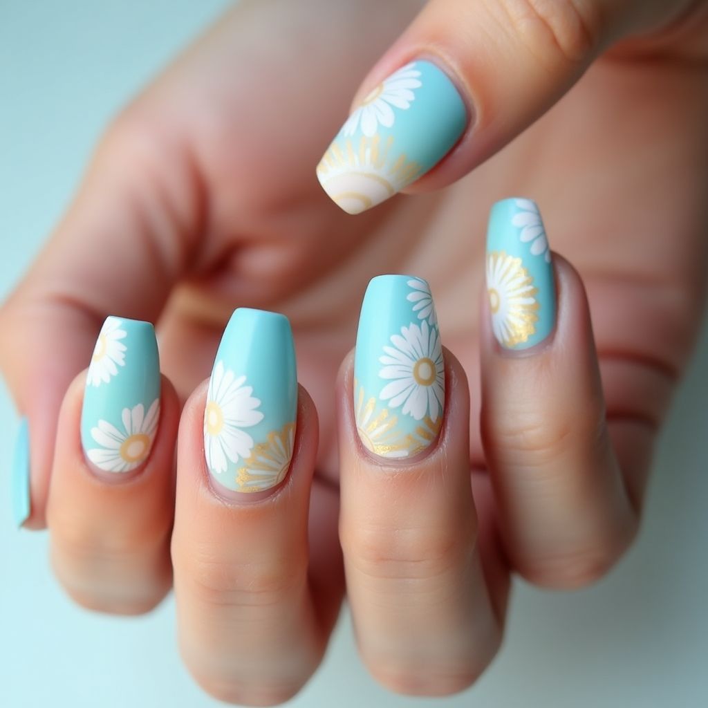 Pastel blue Summer Nail Design
