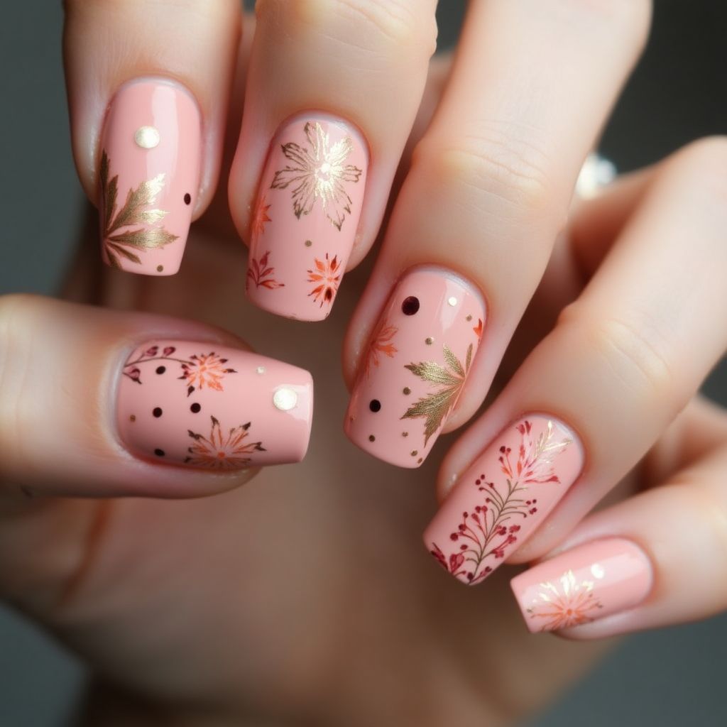 Baby Pink Autumn Nail Design