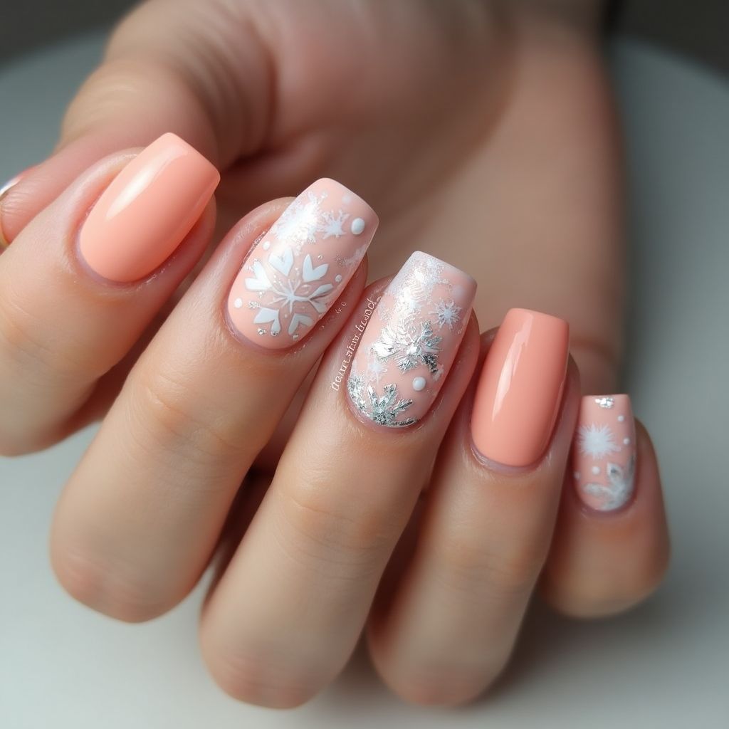 Peach Winter Nail Design