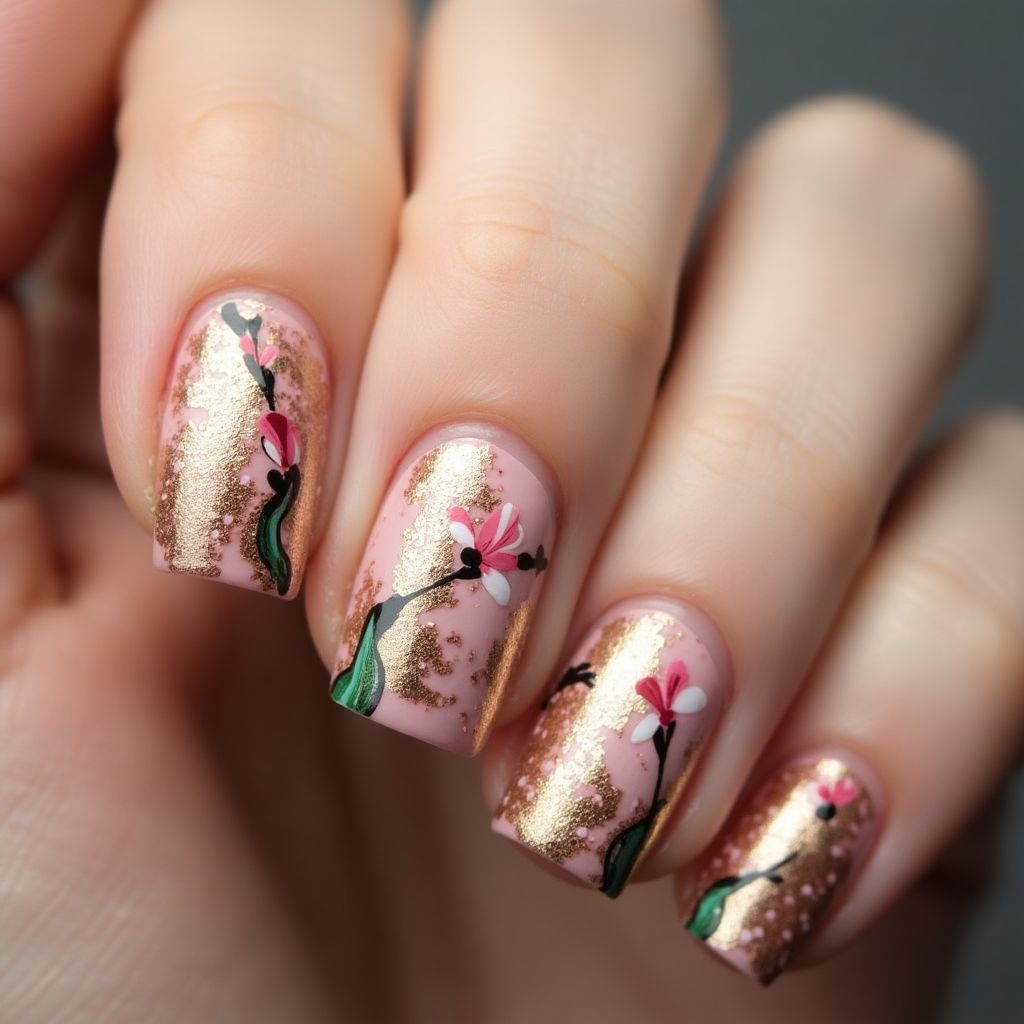Bronze Spring Nail Design