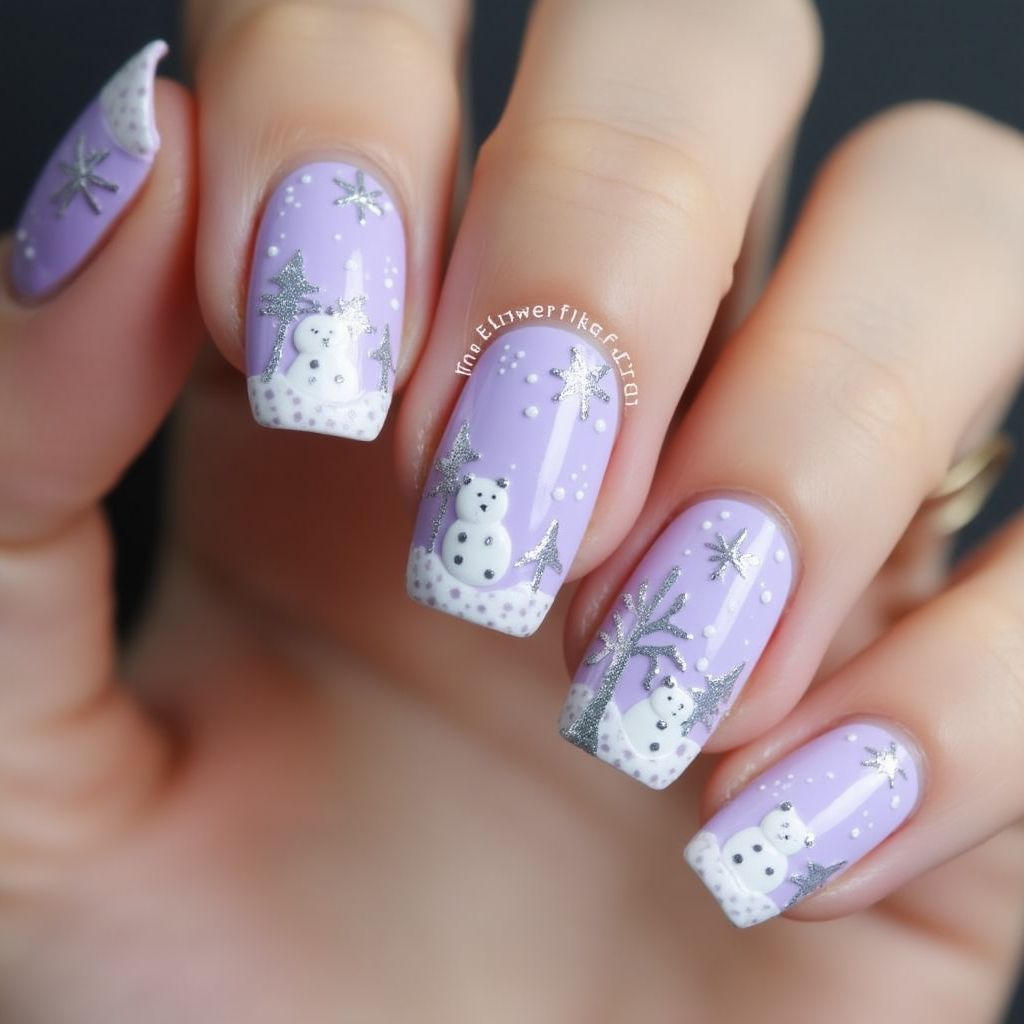 Pastel Purple Winter Nail Design
