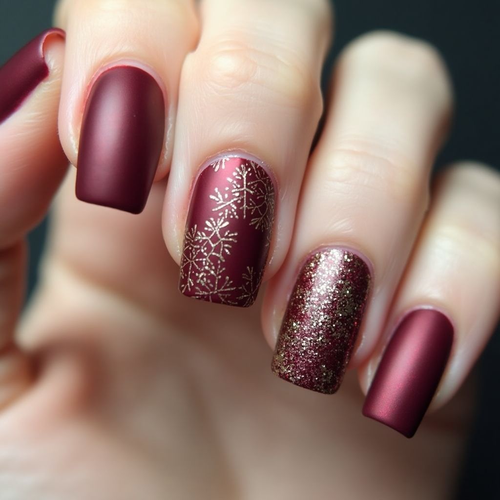 Burgundy Winter Nail Design