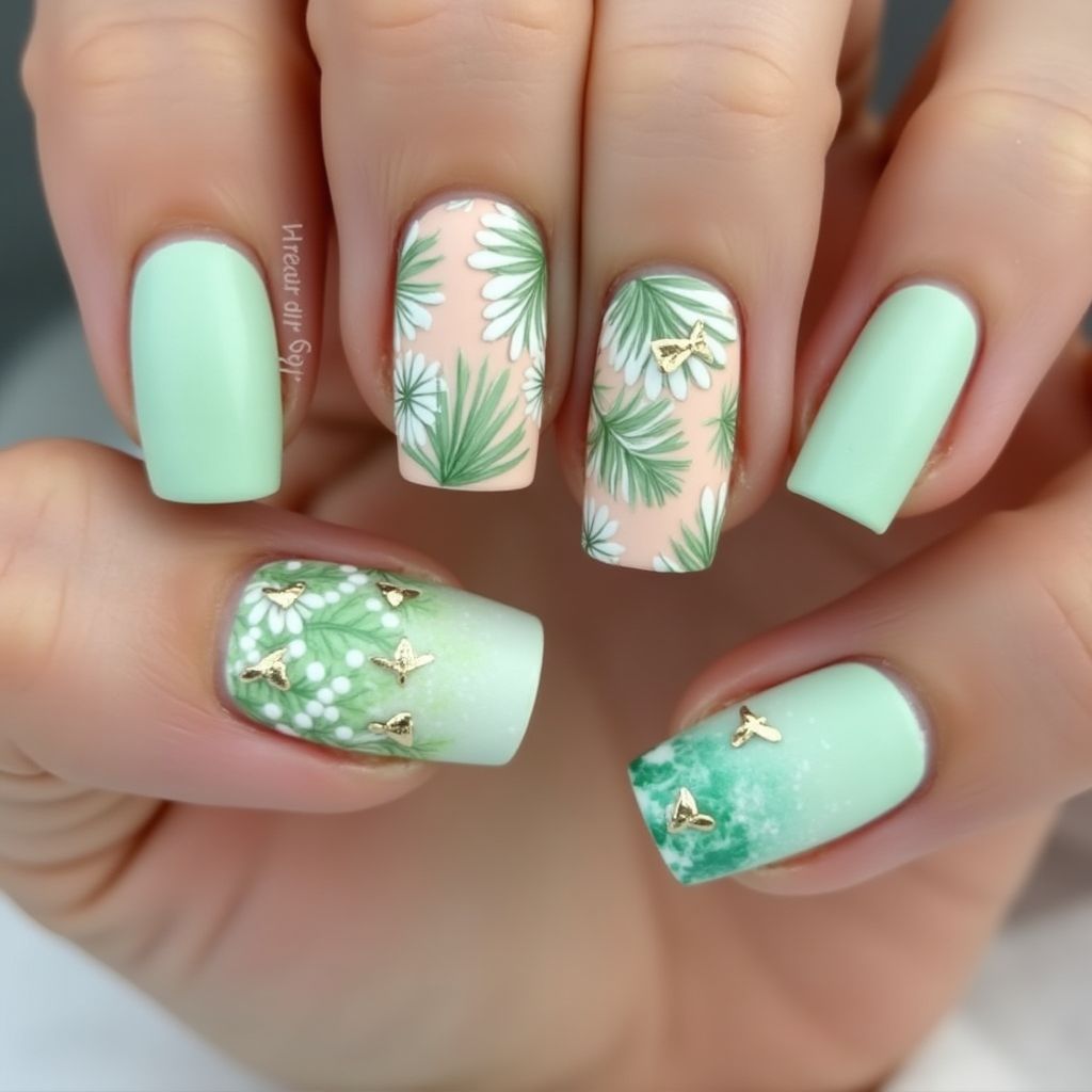 Pastel green Summer Nail Design