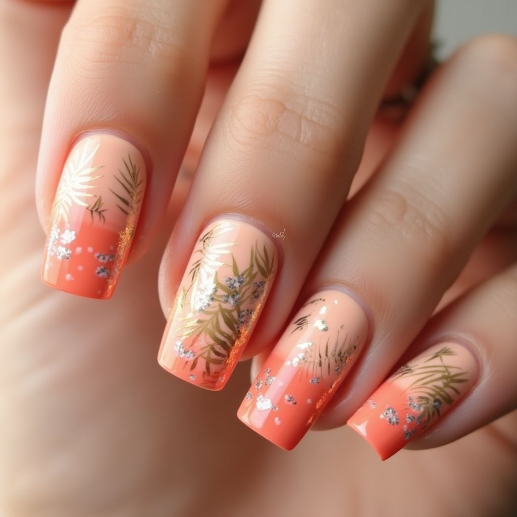 Peach Summer Nail Design