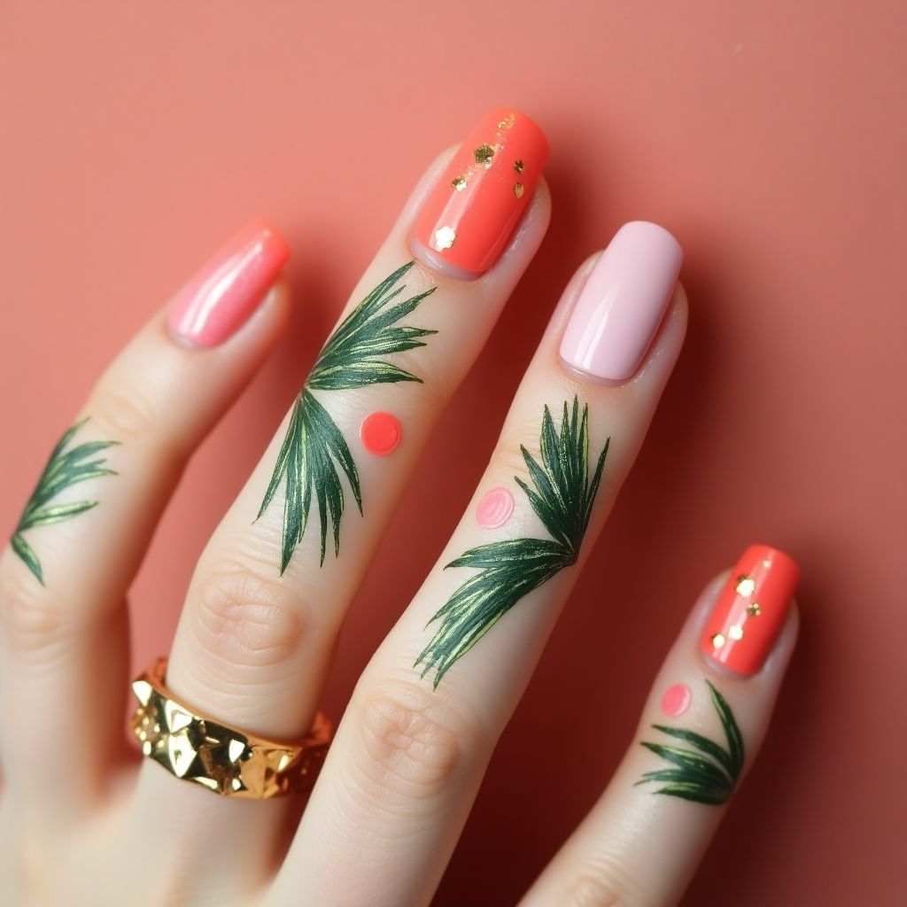 Coral Summer Nail Design