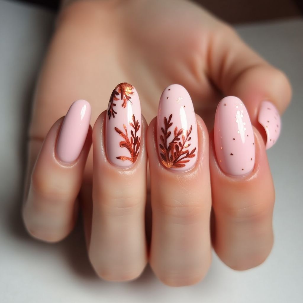 Baby Pink Autumn Nail Design