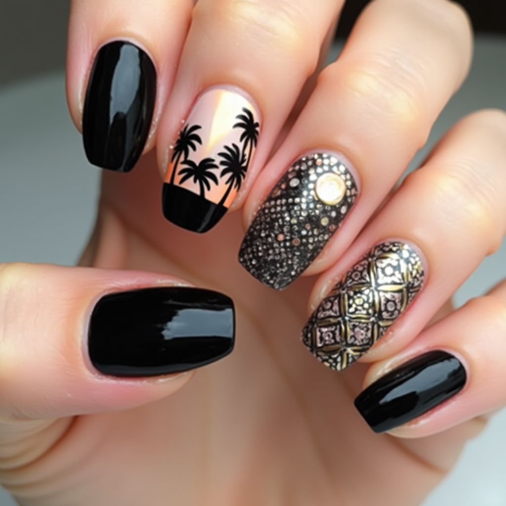 Black Summer Nail Design