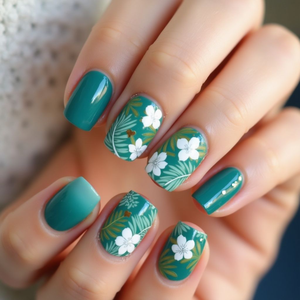 Teal Summer Nail Design