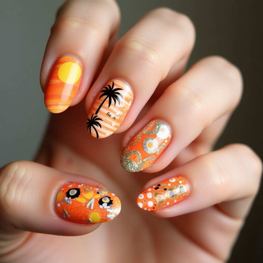 Orange Summer Nail Design