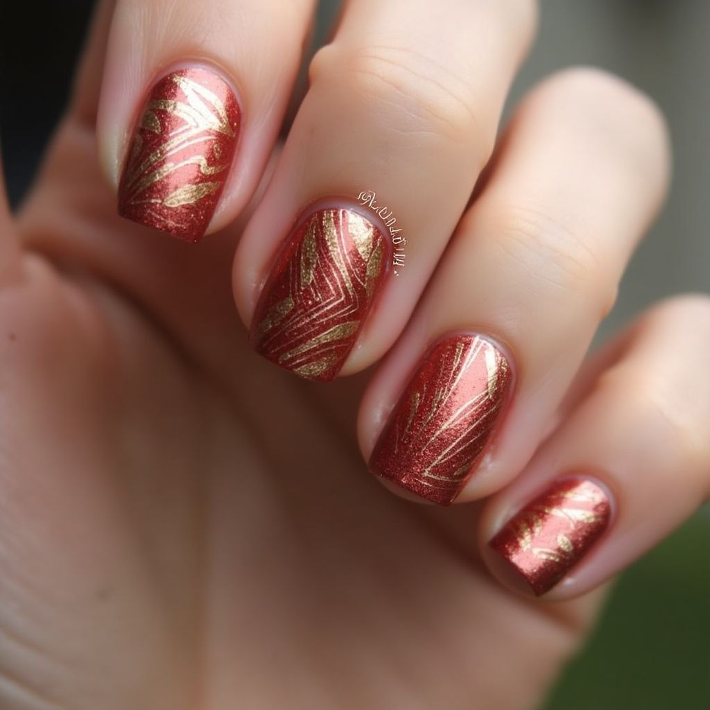 Copper Autumn Nail Design