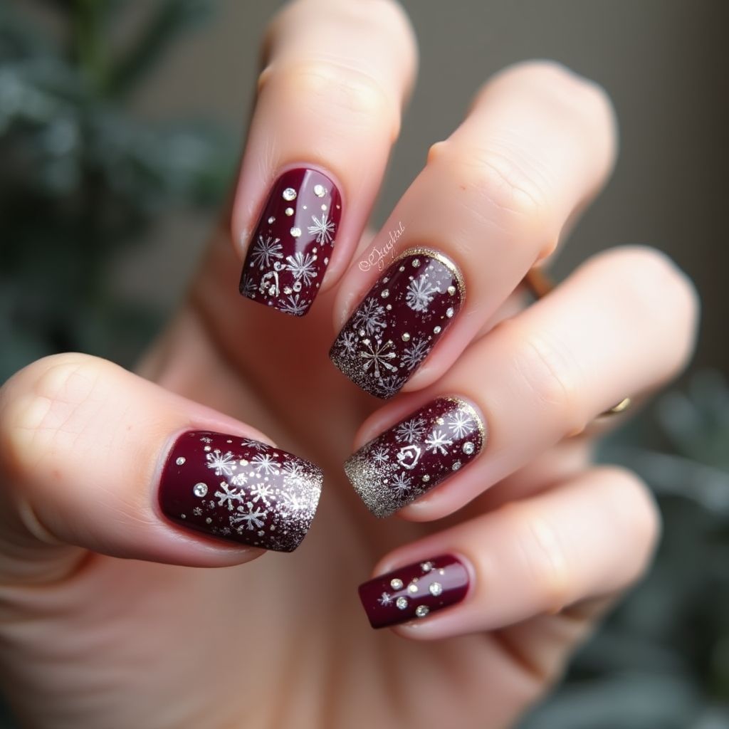 Wine Winter Nail Design
