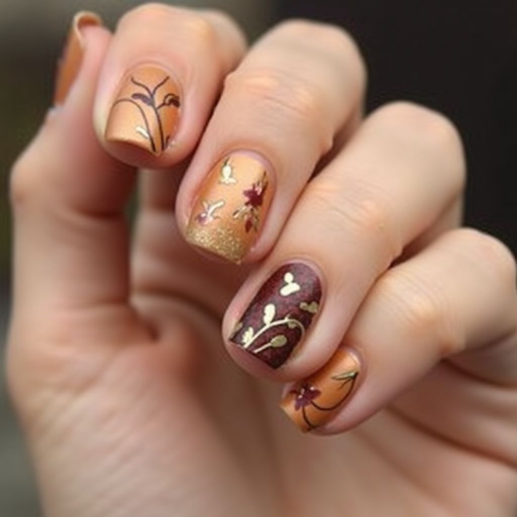 Tan Autumn Nail Design