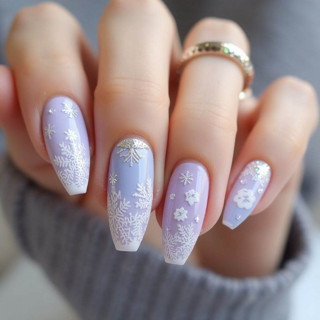 Lilac Winter Nail Design