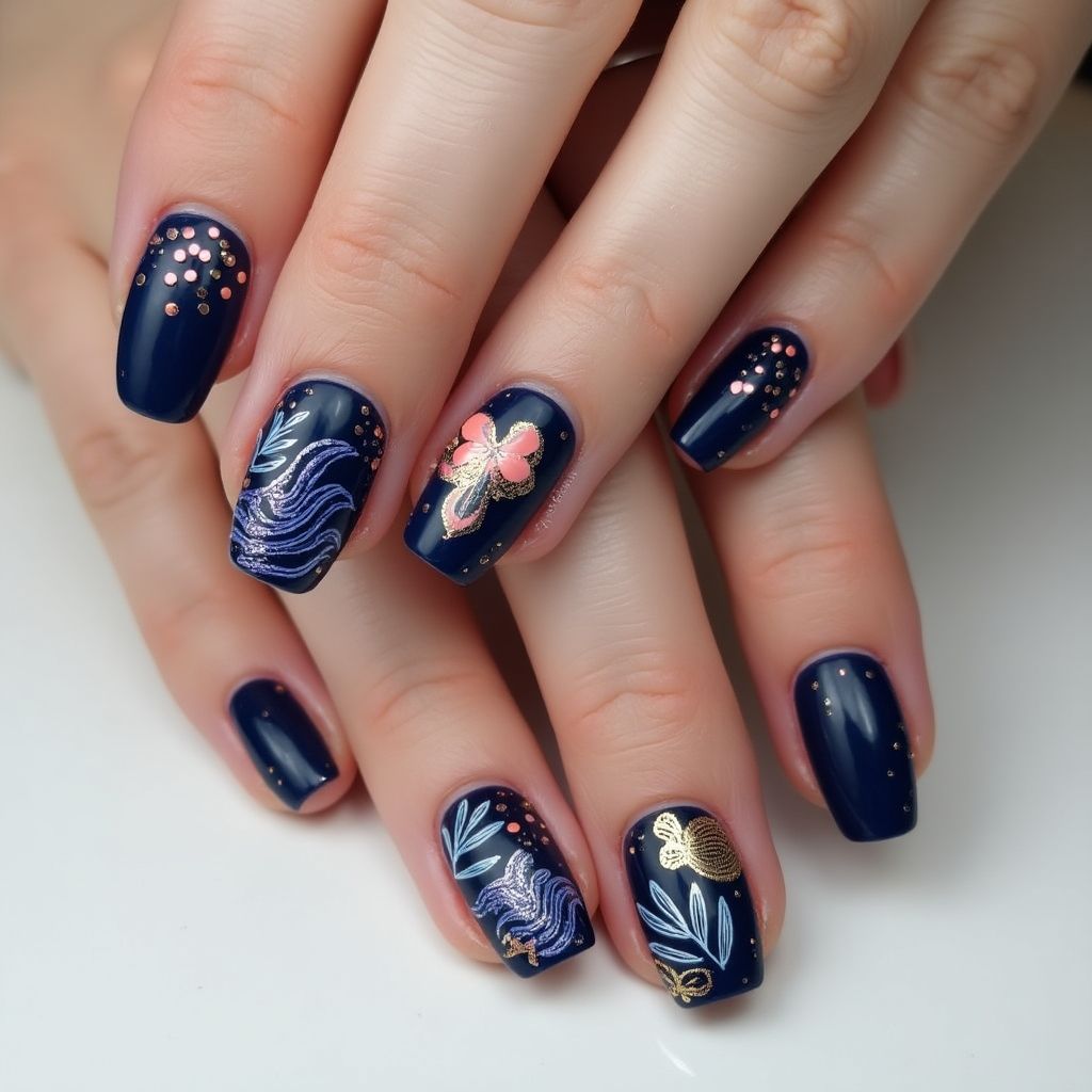 Navy blue Summer Nail Design