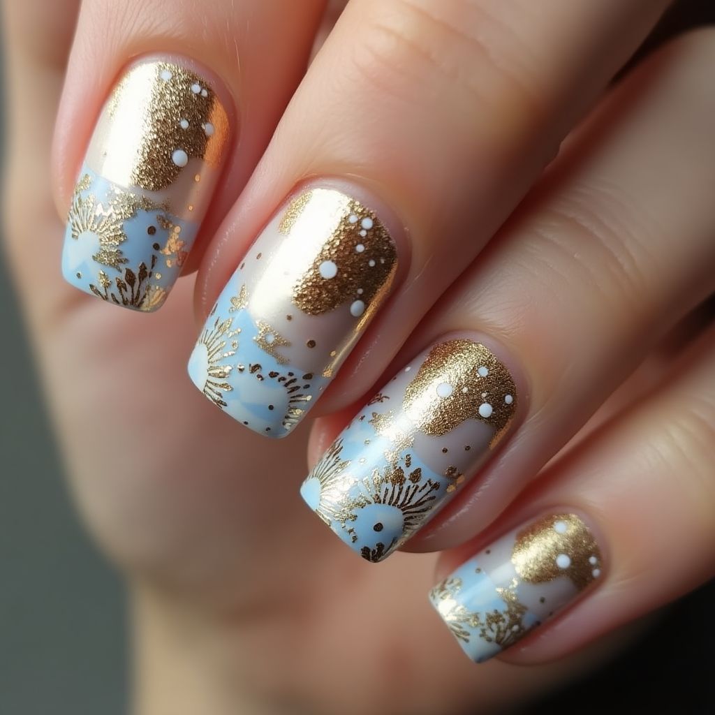 Gold Winter Nail Design