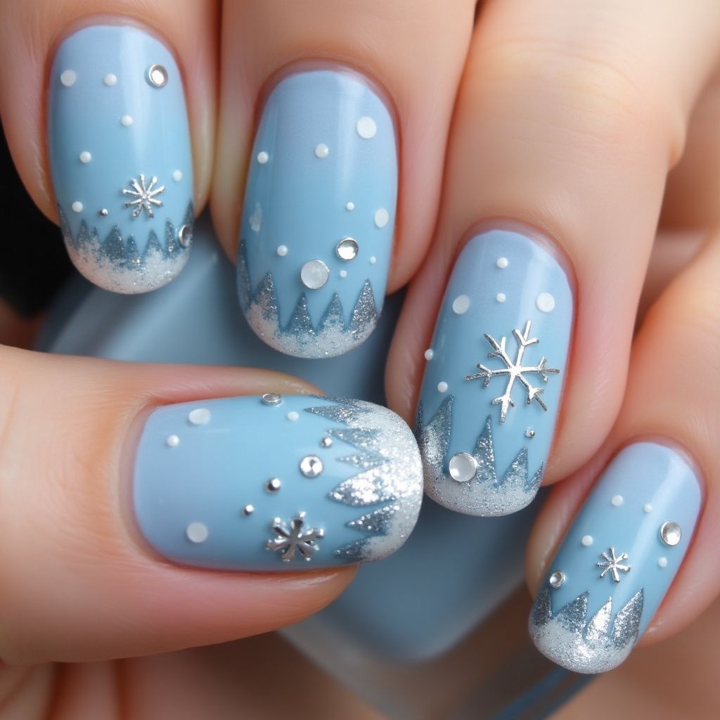 Baby Blue Winter Nail Design