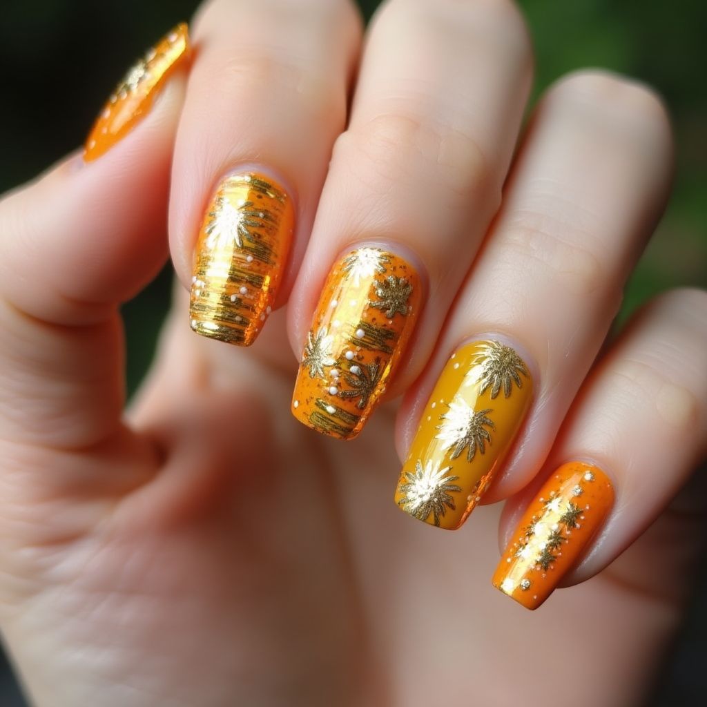 Gold Summer Nail Design